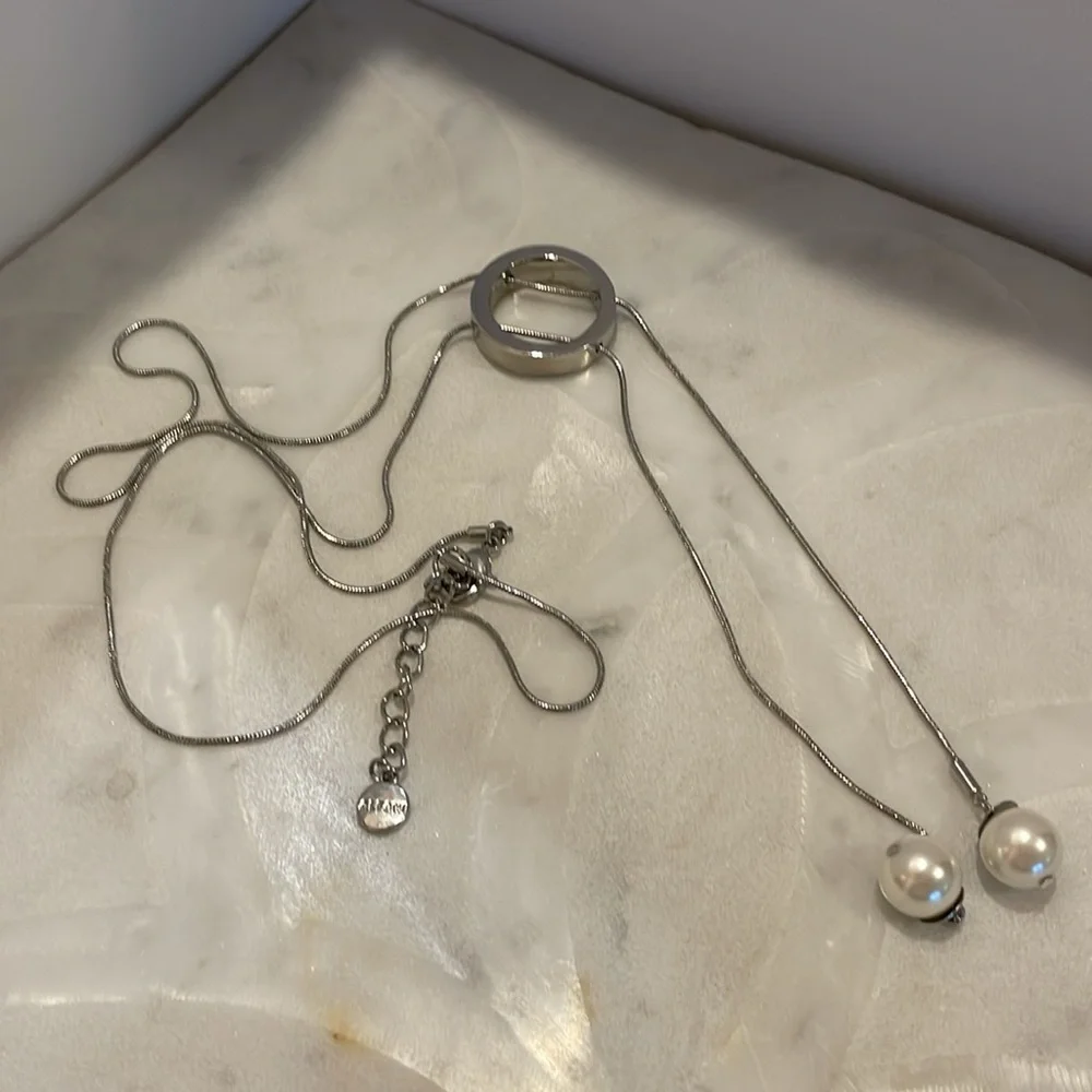 Alfani modern adjustable silver and pearl necklace - Picture 4 of 5